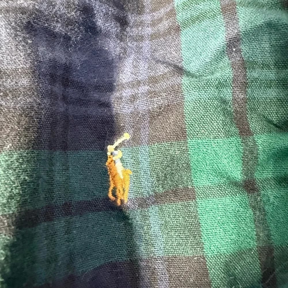 Polo by Ralph Lauren Green and Navy Plaid Shirt Size 7